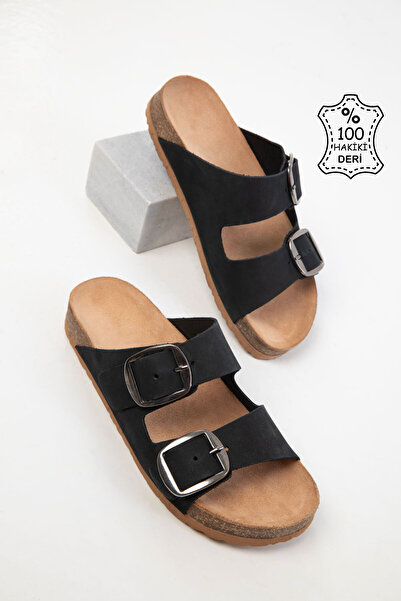 SOHO Schwarze Damenhausschuhe aus echtem Leder 20527