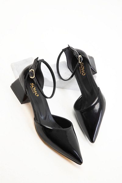 SOHO Black Patent Leather Women's Classic Heeled Shoes 20283