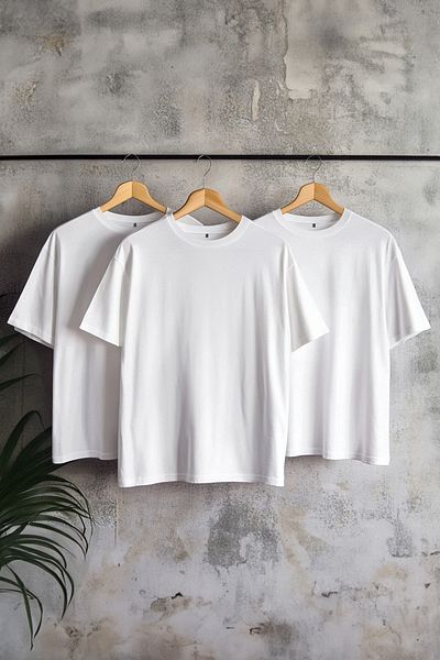 Trendyol Collection Λευκό Oversize/Wide Cut 3 Pack 100% T-Shirt TMNSS24TS00026