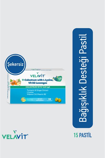 Velavit V- Colostrum with L-Lysine Vitamin B2 Lozenges 15 Pastilles