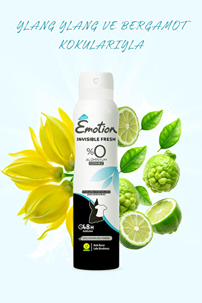 Emotion Invisible Fresh Black & White Kadın Deodorant 6x150ml Vegan, Leke Bırakmaz