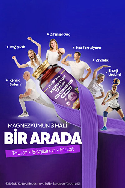 Zühre Ana Magnezyum Bisglisinat, Taurat, Malat 60 Tablet