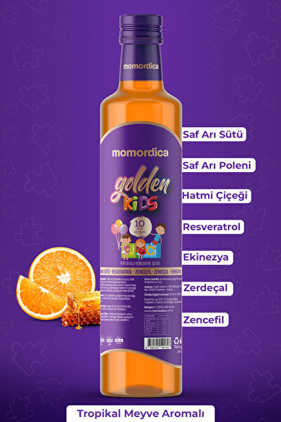 MOMORDİCA Golden Kids - 10 Doğal Bitki İçerikli Portakal Aromalı Çocuklara Özel Konsantre Karışım - 250ml