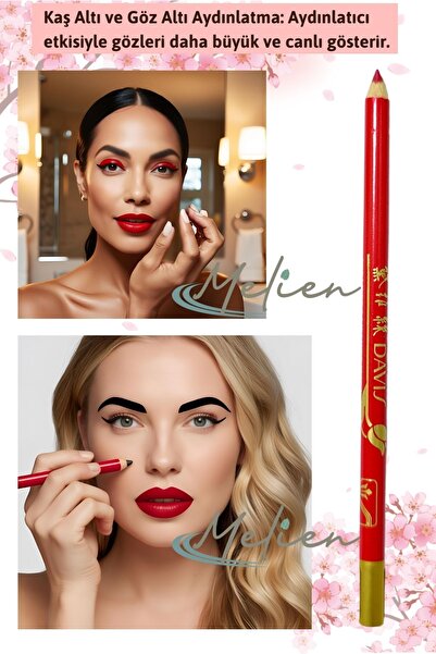 Melien 1 Ad Pembe Kırmızı Suya Dayanıklı Dudak Eyeliner Kalemi Göz Altı Kaş Boyama Makyaj Kalemi Seti