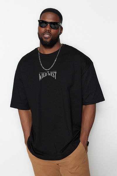 Trendyol Collection Big Size Black Oversize/Wide Cut 100% Cotton T-Shirt Tmnss25Bf00008