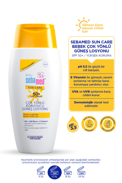 Sebamed Bebek Güneş Losyonu SPF 50+ 150 ml UVA UVB Filtreli E Vitamini Koruyucu Yüksek Koruma Hassas