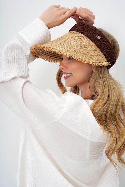Trend Alaçatı Stili Women's Brown Adjustable Band Tassel Detailed Visor Hat Alc-X14163