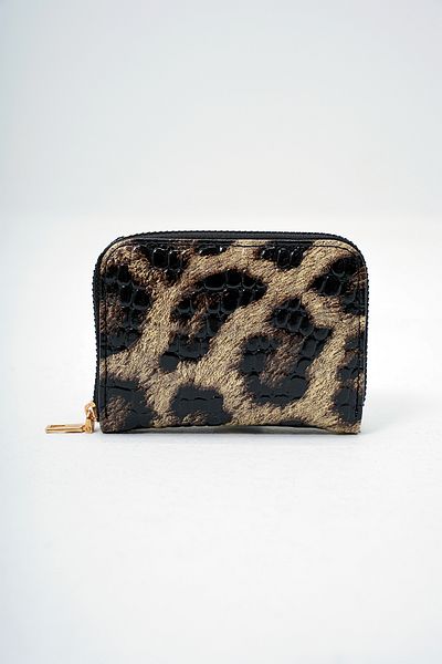 Trend Alaçatı Stili Women's Leopard Faux Leather Croco Pattern Patent Leather Look Wallet Card Holder Alc-X14081