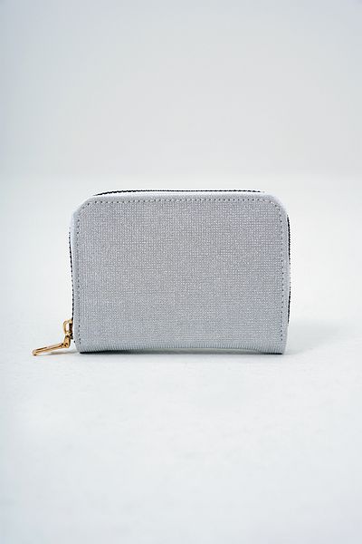 Trend Alaçatı Stili Dámská stříbrná peněženka na zip se stříbrným zipem a stříbrným stylovým mini skládacím pouzdrem ALC-X14080