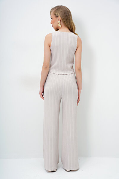 Trend Alaçatı Stili Women's Stone Lacing Detailed Openwork Vest and Double Pocket Palazzo Pants Set Alc-X13958