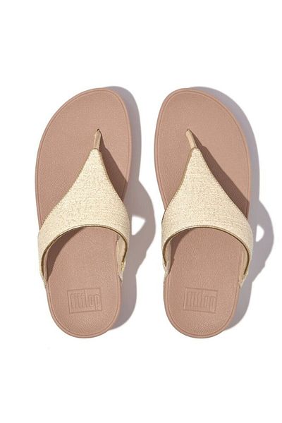 Fitflop Lulu shimmerweave toe-post sandals - stone beige mix