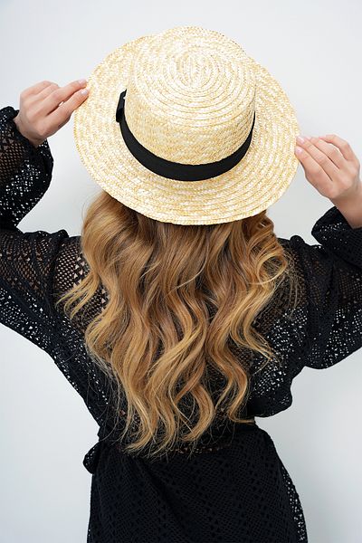 Trend Alaçatı Stili Women's Light Beige Stripe Detailed Straw Hat Alc-X14161