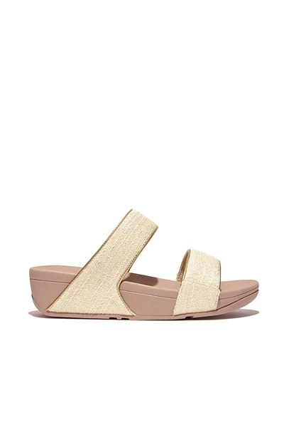 Fitflop Lulu Shimmerweave Slides -Stone Beige Mixler