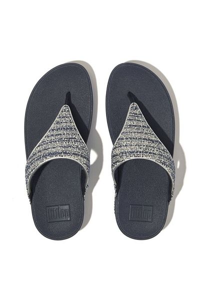Fitflop Women lulu shimmerwave toe post sandals, navy