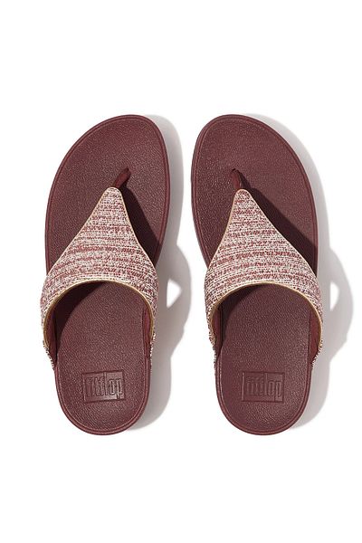 Fitflop صندل Lulu Shimmerweave عند أصابع القدم - بني فاتح