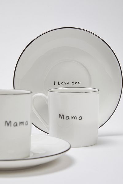 Trendyol Collection 2-częściowy porcelanowy kubek do kawy z nadrukiem „Mama I Love You” TPHSS25KFC00005