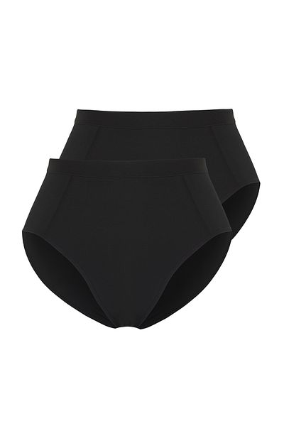 Trendyol Curve Schwarzes 2er-Pack High Waist Gathering Plus Size Höschen TBBSS25CM00001