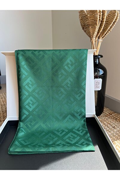 VaVscarfs F Pattern Jacquard Scarf Emerald Green