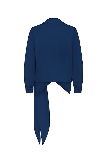 praye Tie-Up Asymmetrical Shirt Navy Blue