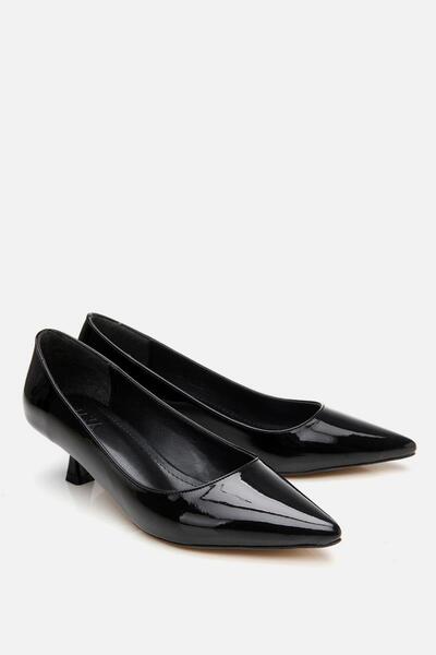 Yaya by Hotiç Women's Patent Leather Black Short Heeled Stiletto