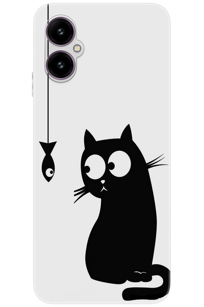 omix X5 Uyumlu Kılıf Desen Baskılı Silikon Balık ve Kedi STK:747 CP-yoze16z