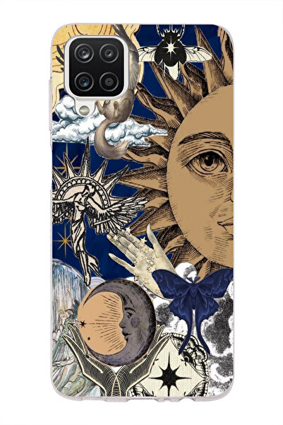 moonset Samsung Galaxy M33 Uyumlu Güneş Kolaj Tasarımlı Baskılı Şeffaf Telefo...