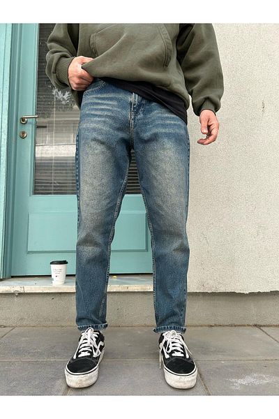 XPUPPETWEAR Μπλε ταλαιπωρημένο εφέ Boyfriend Jean