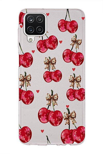 moonset Samsung Galaxy A22 / M22 / M32 Uyumlu Kiraz Tasarımlı Baskılı Şeffaf ...