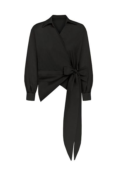 praye Tie-Up Asymmetrical Shirt Brown
