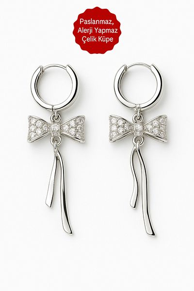 MakeWell Stainless Tarnish Free Heart Bow Crescent Sun Butterfly Pole Star Designed Anti Allergic Steel Earrings