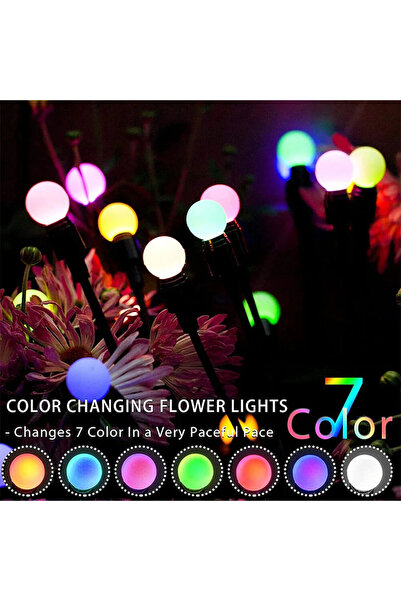 pazariz Güneş Enerjili Solar LED Işık, Bahçe Işıkları Ateş Böceği Çiçek Lamba 8 Saçaklı RGB 1 Adet