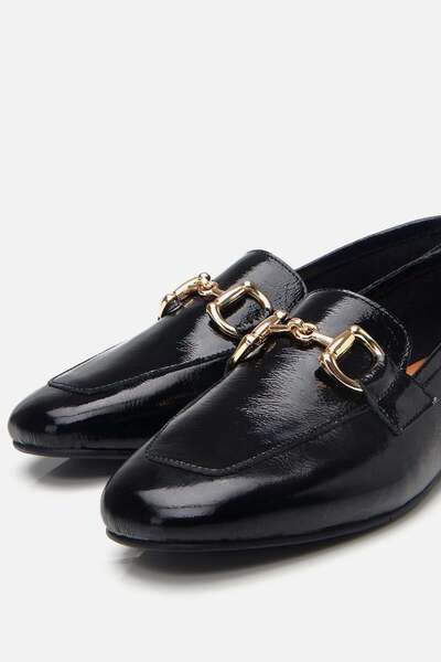 Yaya by Hotiç Damen-Loafer aus schwarzem Leder mit Schnalle