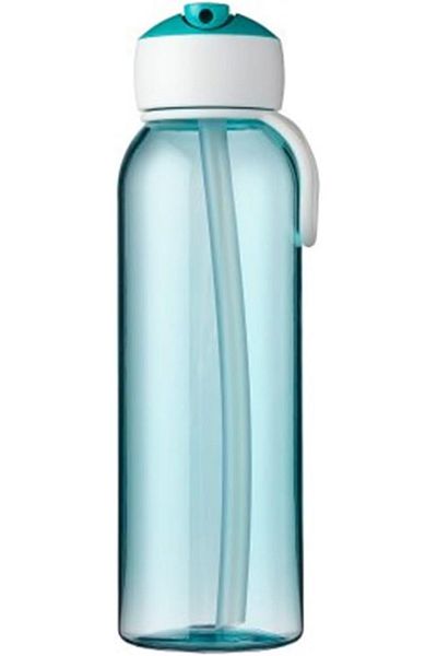 STOREMAX Sellbuystore – Drink Bottle with Straw Campus Flip-Up 500 ml Turquoise – with Straw for Children