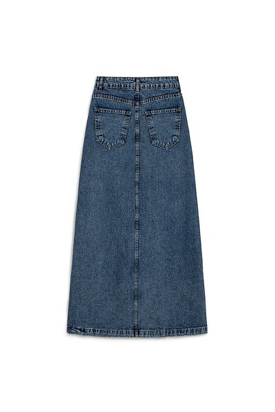 praye Fustă Lungă Bell Denim Blue Snow Wash