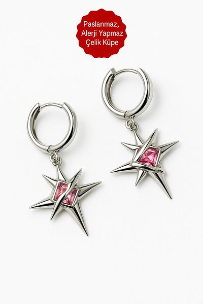 MakeWell Stainless Tarnish Free Heart Bow Crescent Sun Butterfly Pole Star Designed Anti Allergic Steel Earrings