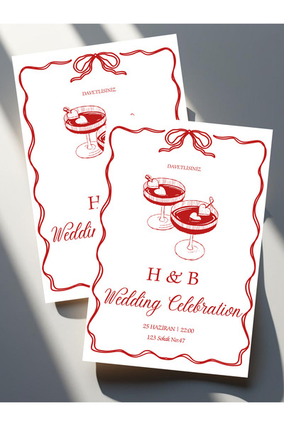 Siorina Events -10 Adet Wedding Celebration, Parti Davetiye, Düğün,Kına, Özel...