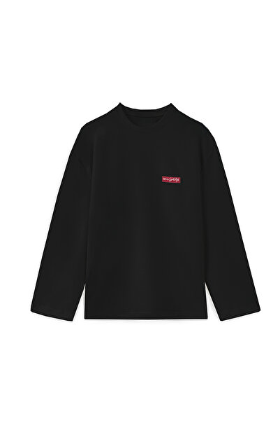 praye Imprimat Düz Sweat Negru