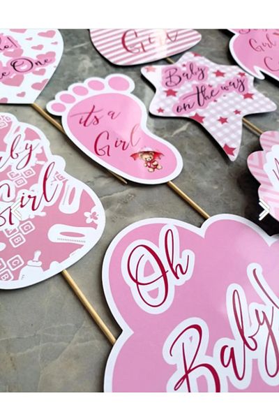 Hiras Dizayn 10 Pcs Large Size Pink Baby Girl and Gender Party Speech Balloon