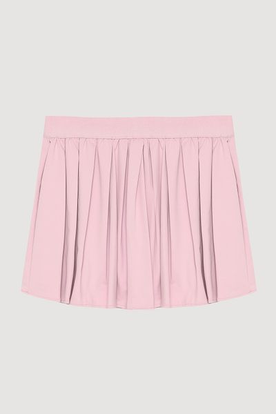 Quzu Fusta mini plisata cu pantaloni scurti in interior si talie elastica roz