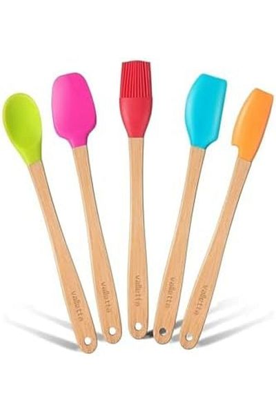 STOREMAX Sellbuystore Indigo 5-Piece Colorful Bamboo Silicone Spatula Set Long 26cm 1053513