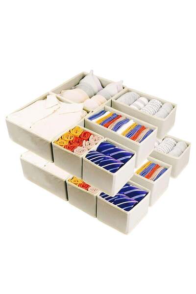 Generic منظمات تخزين الملابس من دونيسو، 12 مجموعة من منظم أدراج الملابس الداخلية القابل للطي وفواصل الخزانة.