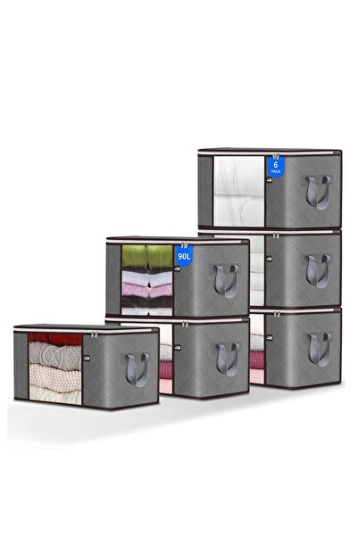 Generic DUNISO 90L Large Storage Bag, 6 Pack Foldable Blanket Storage Bins, Clothing Storage Bins, Foldable