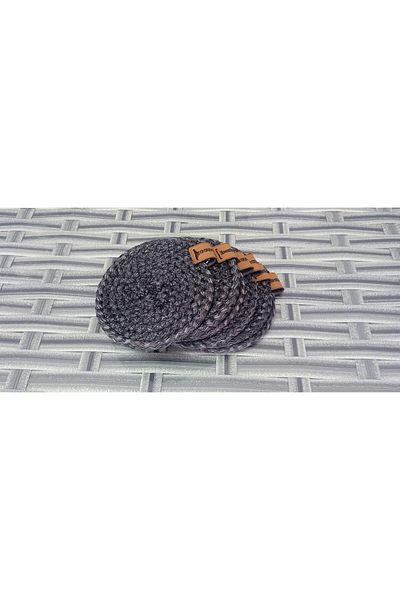 STOREMAX Decorative 4 Pcs Wicker Coasters Tea Coffee Cup Coasters Anthracite 871301