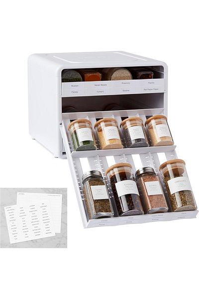 MCreative Mrt Spicestack Spice Rack, Adjustable, 24 Bottles, White Art 871301