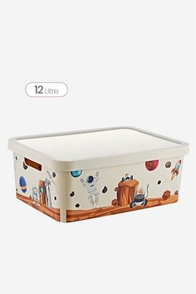 STOREMAX Sellbuystore Stafi Patterned Multi-Purpose Box with Lid 12 Lt Space 1053513