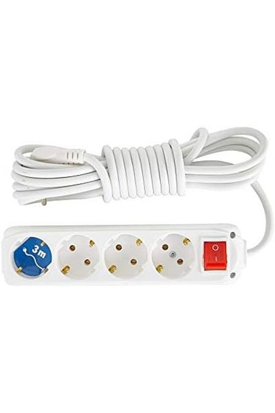 STOREMAX Bystoreby 4-Plus Switched Grounded Socket, White, 3 m Newdesing 646268