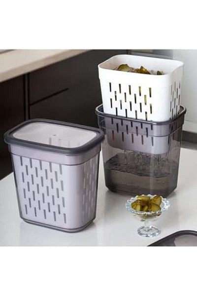 STOREMAX Bystoreby Pickle Holder, Olive Holder, Rectangular Multi-Purpose Storage Container 2 Liters Newdesing 646268