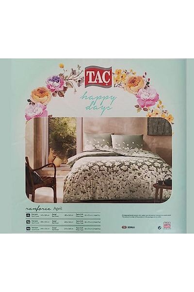 STOREMAX Jvnnastore April Ranforce Flower Pattern 100% Cotton Duvet Cover Set, Green, Single 646268