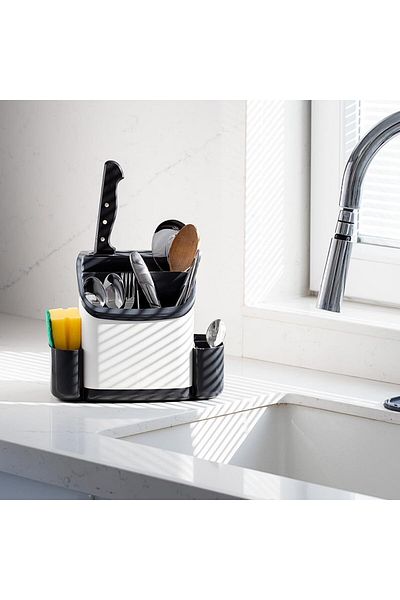 STOREMAX Tim-198 Countertop Sponge Holder Spoon Holder Kitchen Organizer - Multi-Purpose Organizer Knife
