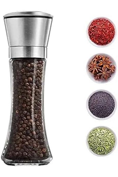 STOREMAX Ntwork Wholesale Glass Body Stainless Steel Lid Spice Grinder Salt Shaker Pepper Mill Grinder